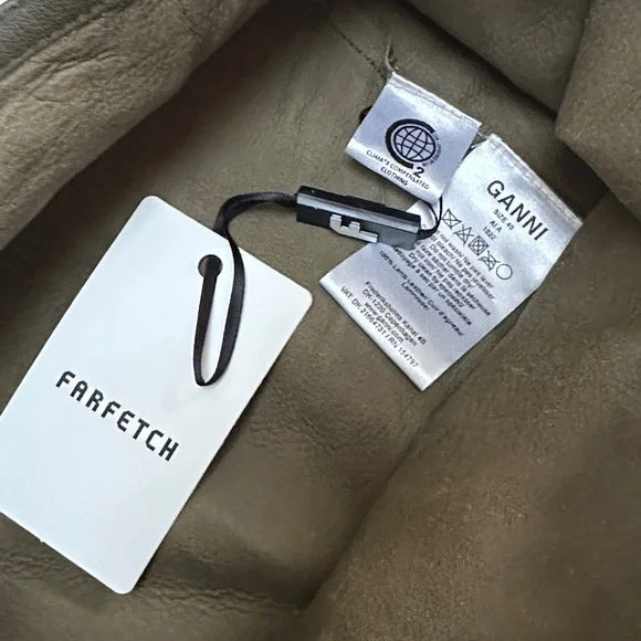 š„š GANNI Lamb leather meranti utility leather wrap skirt with Pocket SIZE 2 - Picture 9 of 12